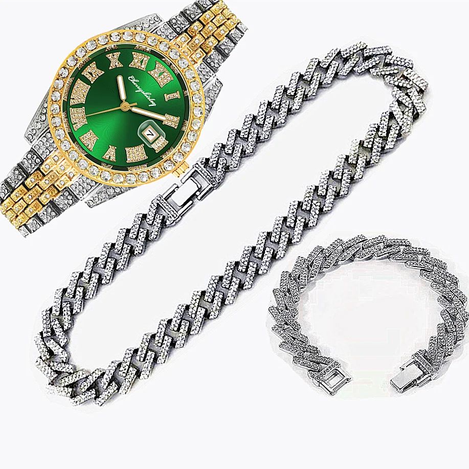 Luxury Watch Miami - 3 قطعة مثلج خارج ساعة للرجال