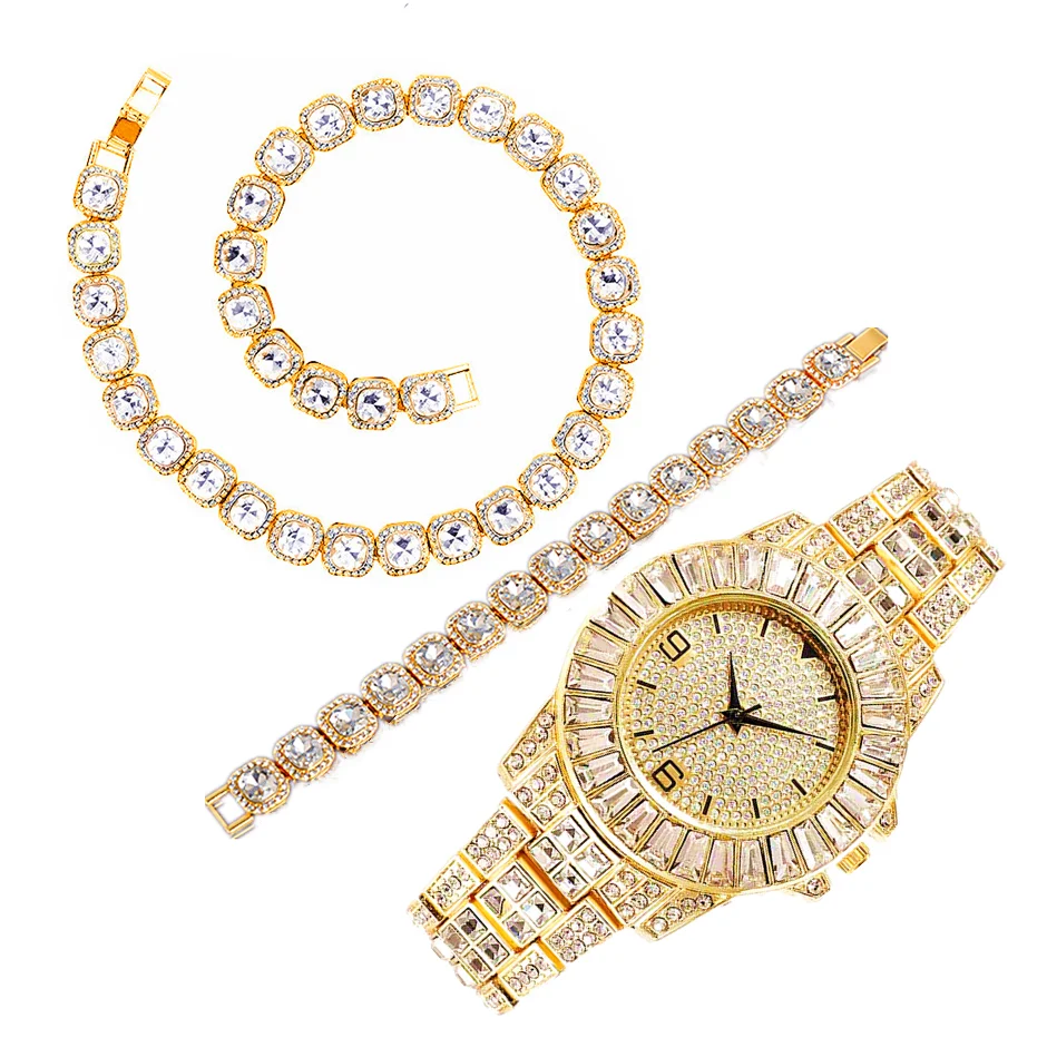 Luxury Watch Miami - ساعة يد فاخرة للرجال مرصعة بالكامل،