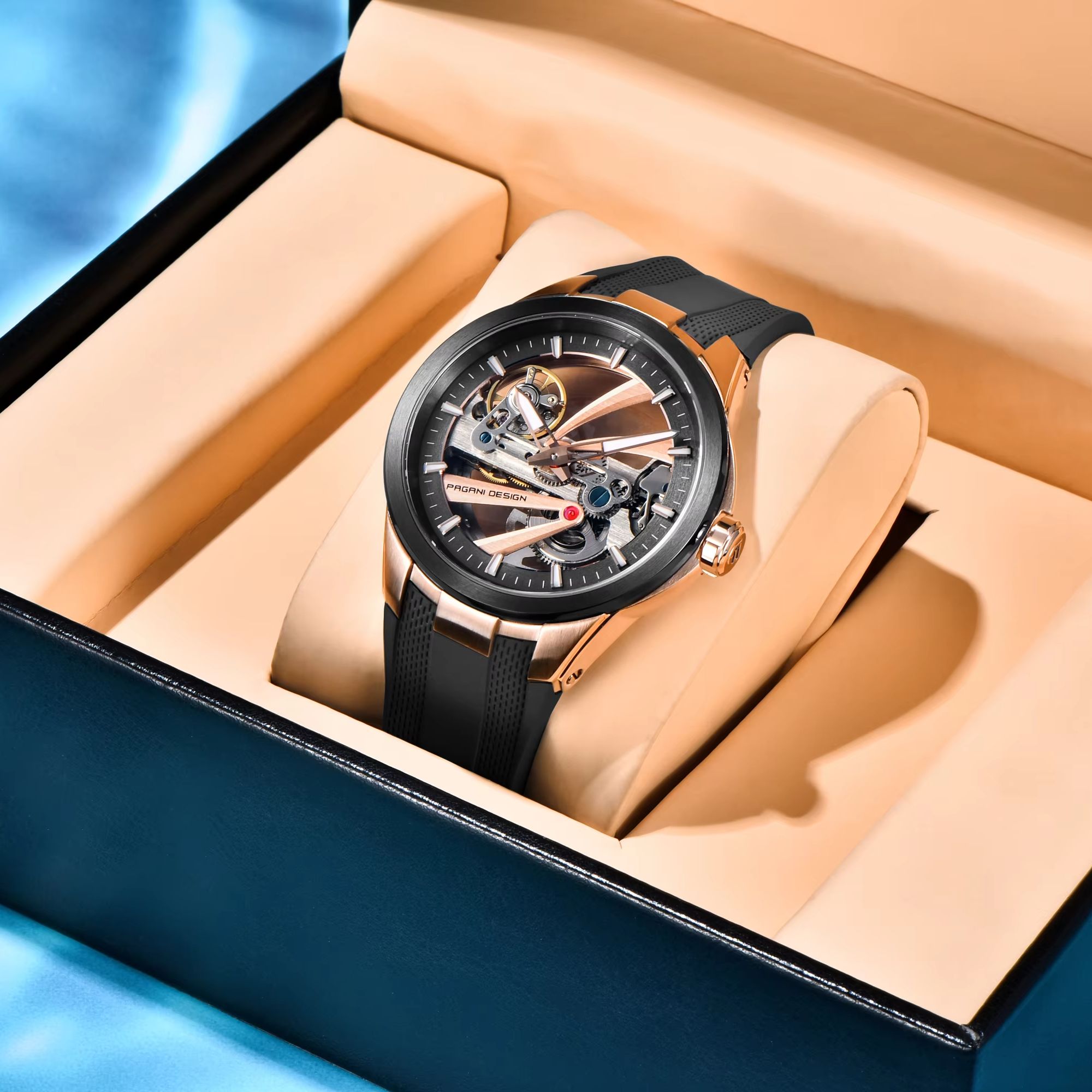 ساعة ميكانيكية رجالية من PAGAN - مراجعة Luxury Watch Gold And Black وسعره