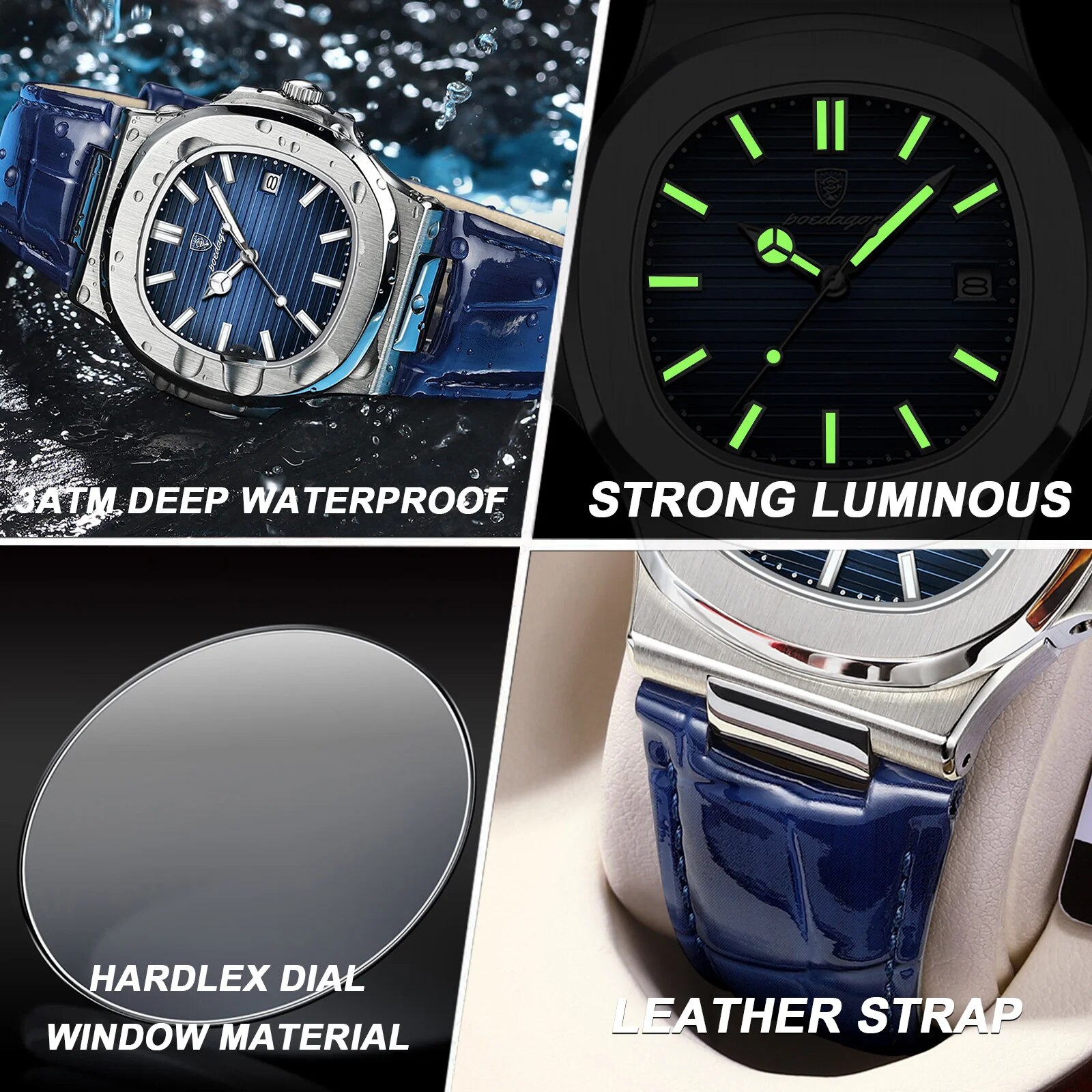 POEDAGAR أفضل ساعة رجالية مربع - مراجعة Luxury Watch Audemars Piguet وسعره