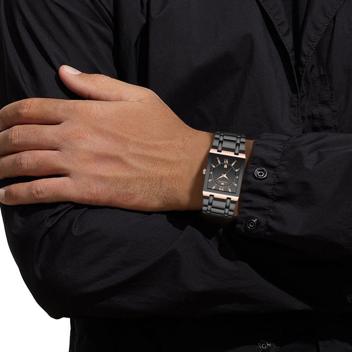 ساعة رجال الأعمال تصميم بسيط ف - مراجعة Luxury Watch Gold And Black وسعره